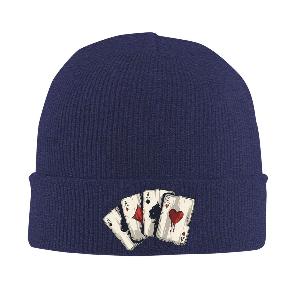 Шапка-бини 4A Poker Card Унисекс Стиль Взрослая Унисекс Повседневная Эластичная Кепка Осень Зима Дизайн для Улицы Колпак