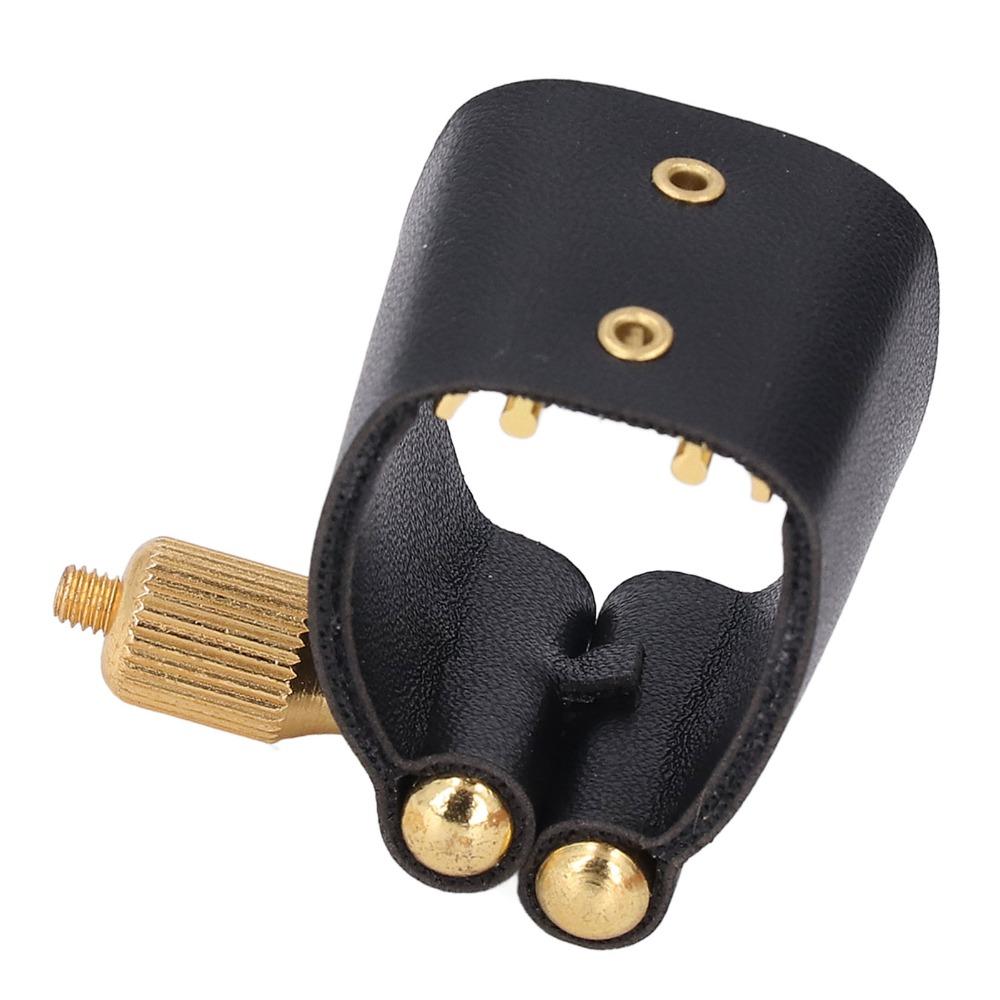 Leather And Metal Sax Mouthpiece Ligature Black Color Saxophone Ligature Strap For Alto Saxophone