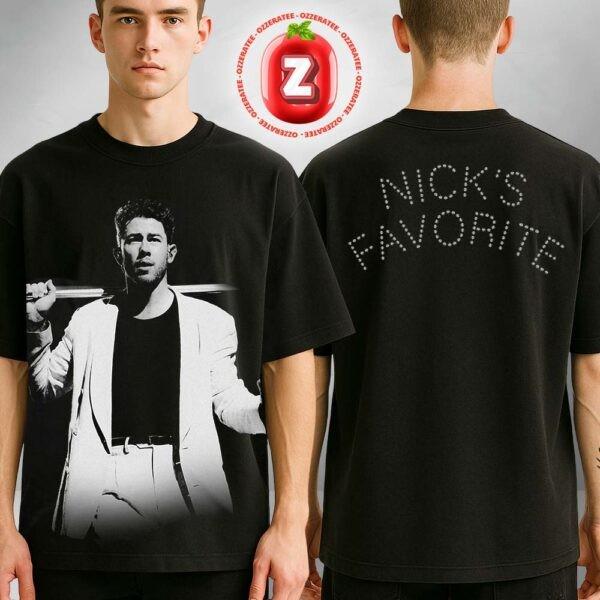 Nick Jonas Black And White Photo Tee Nick’s Favorite Tour Edition Jonas Brothers Unisex T-Shirt