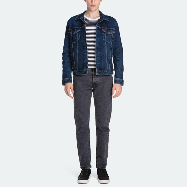 Levis FW22 Solid Color Turn Повседневная джинсовая куртка Мужская верхняя одежда Синий 72334-0322