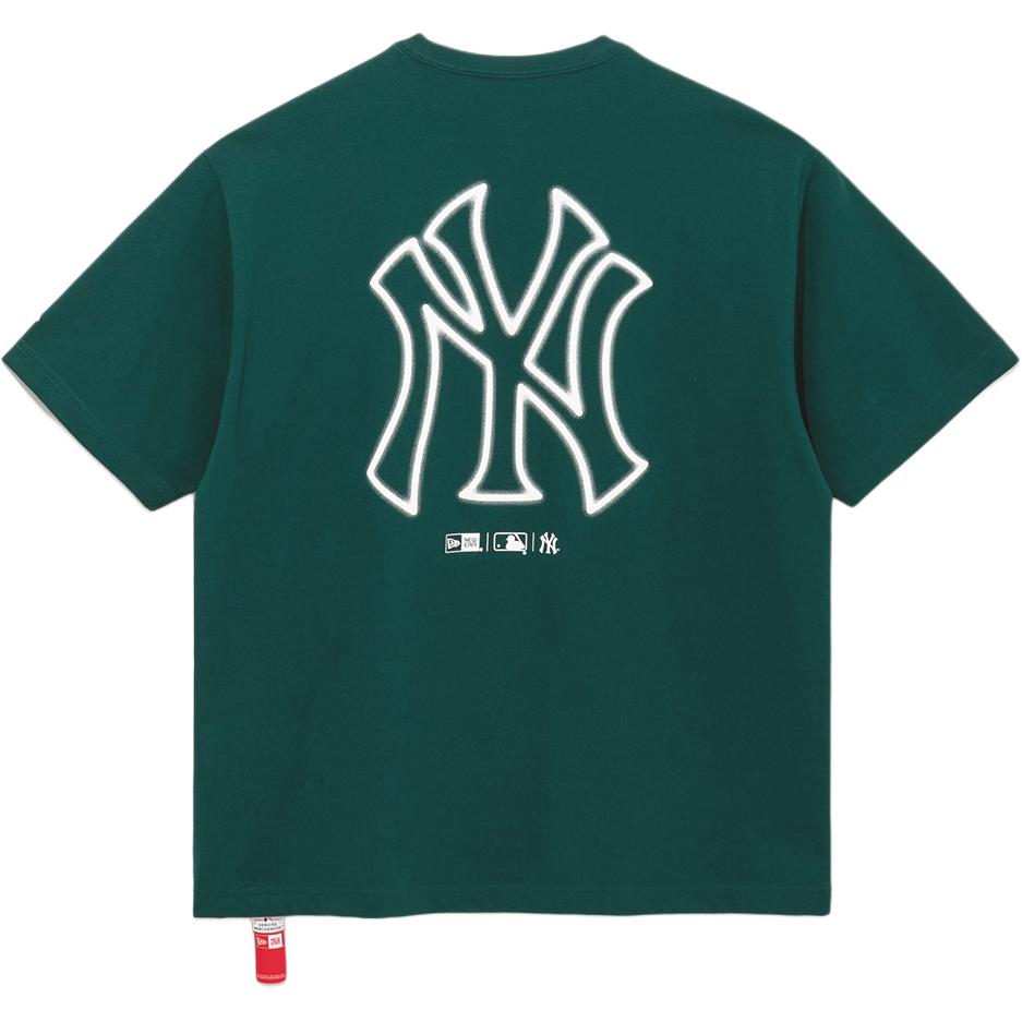 New Era MLB Летняя футболка унисекс с круглым вырезом, коротким рукавом, свободного кроя, с логотипом, зеленая 14536482