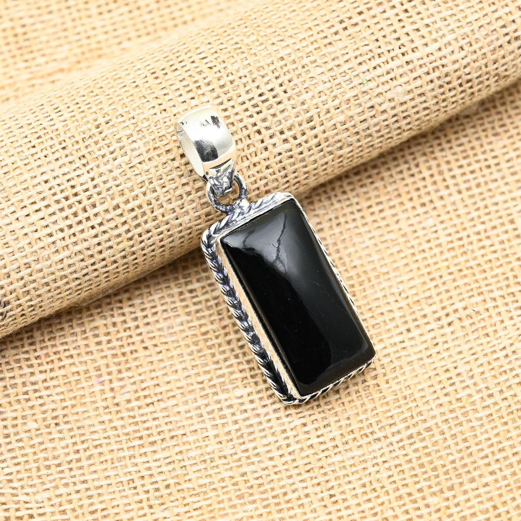 Ювелирные изделия ручной работы из стерлингового серебра 925 пробы с черным ониксом, прекрасный кулон для нее