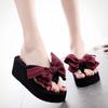 Summer Slippers 6cm High Heels Beach Flip-flops Cute Fashion Bow Over Flip-flops