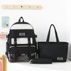 Three-Piece Backpack Set Student Schoolbag Contrast Women Backpack with Pen Bag Shoulder Bag