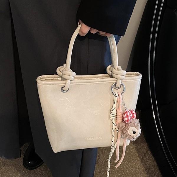 Ielgy Simple Fashion Portable Bucket Bag Retro Commuter Vegetable Basket Shoulder Messenger Bag