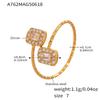 Кольцо Geometric Ring с сердцем из страз Mili и цирконом 5A, с регулируемым браслетом из нержавеющей стали с покрытием 18K, набор украшений для девочек.