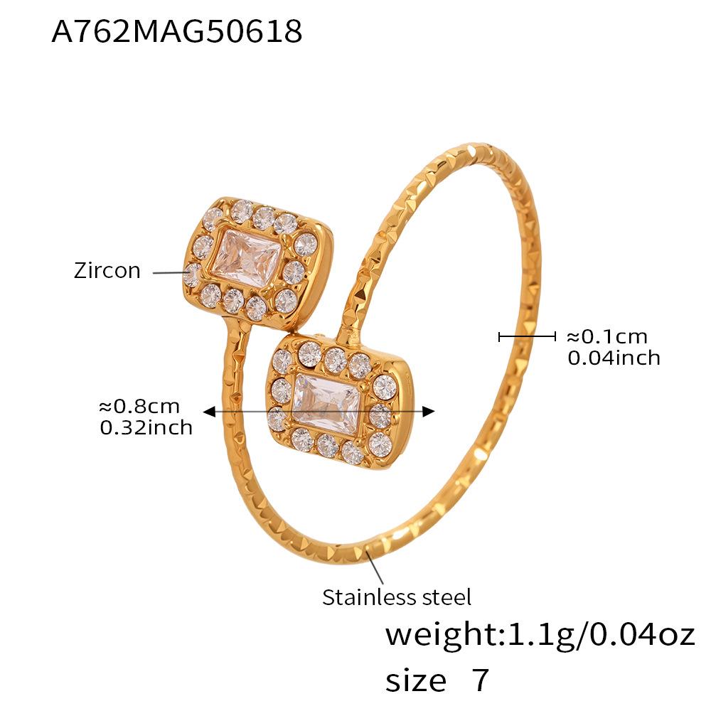 Кольцо Geometric Ring с сердцем из страз Mili и цирконом 5A, с регулируемым браслетом из нержавеющей стали с покрытием 18K, набор украшений для девочек.