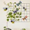 Outdoor Dragonfly Bee Decoration Colorful 3d Iron Wall Hanging Art Sculpture Garden Supplies Garden Statues Sculptures