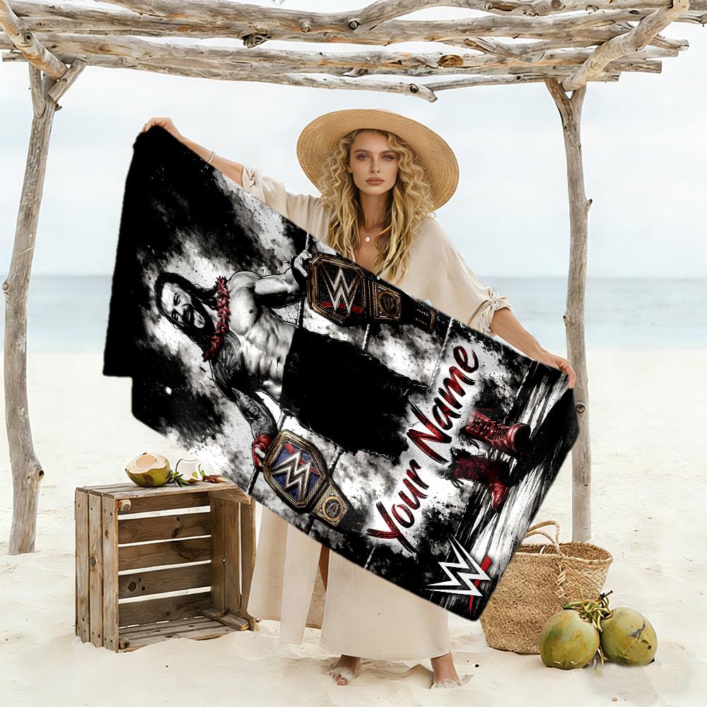 Wrestlemania Customize Text Beach Towel Super Soft & Absorbent For Beach Bathroom Outdoor Swimming Pool Camping Picnic Yoga Diving Vacation Accessorie