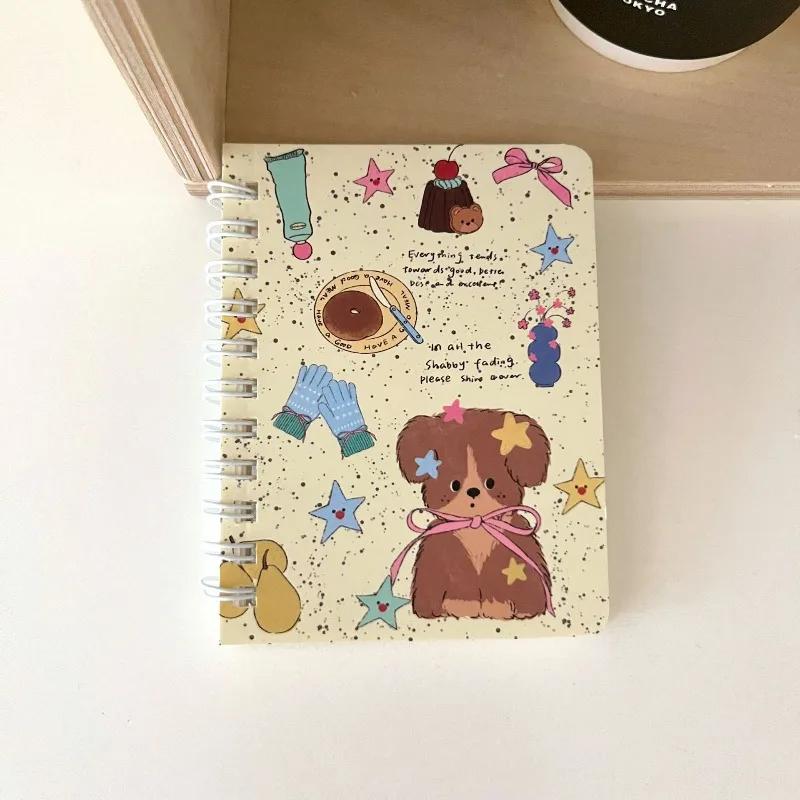Cute Cartoon Spiral Notebook A7 Size Portable Pocket Side Flip Notepad for Students Aesthetic Memo Pad for Notes Journaling