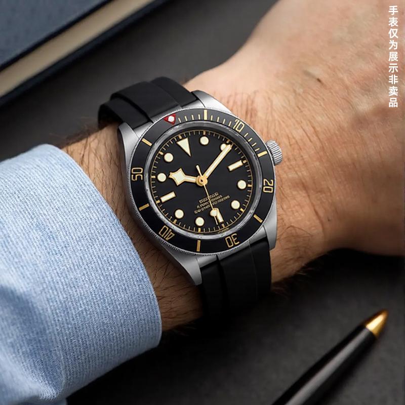 Мягкий резиновый ремешок 20 мм 22 мм для Tudor Black Bay Panda/Pro/Black Shield – Дайверский ремешок с системой быстрой замены и пряжкой из нержавеющей стали