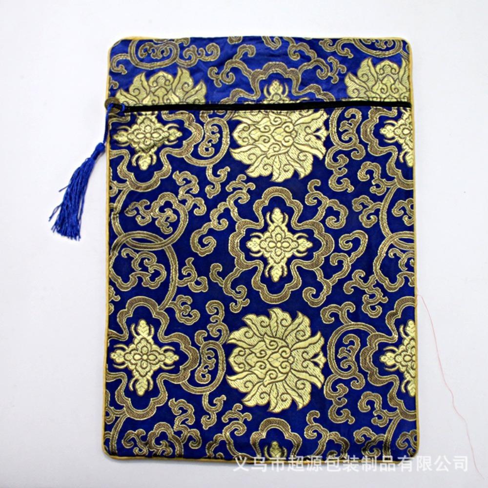 Buddhist Antique Brocade Lotus Jewelry Bag Chinese Style Sachet Embroidery Bag Scripture Bag