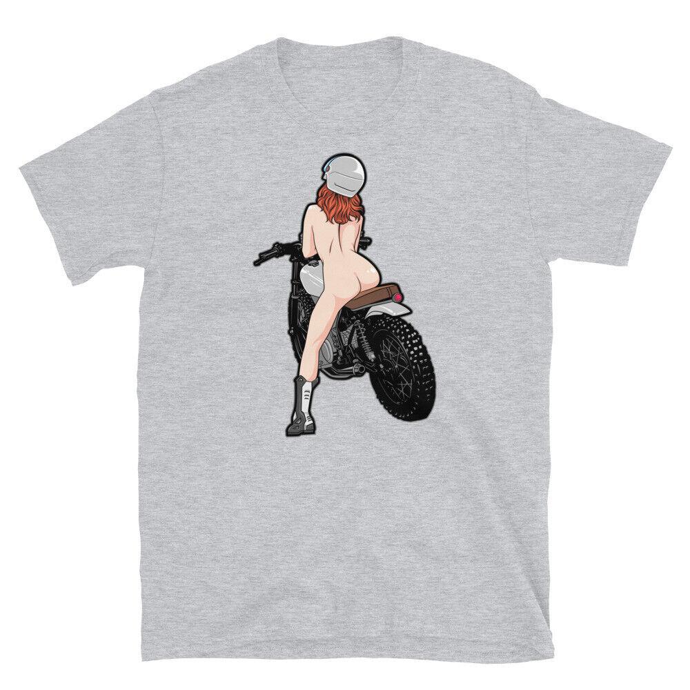 Езда На Голой Девушке На Мотоцикле Cafe Racer Футболка Унисекс С Коротким Рукавом Футболка Унисекс