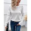 Solid Long Sleeve Hollow Out Casual Shirt For Women Summer