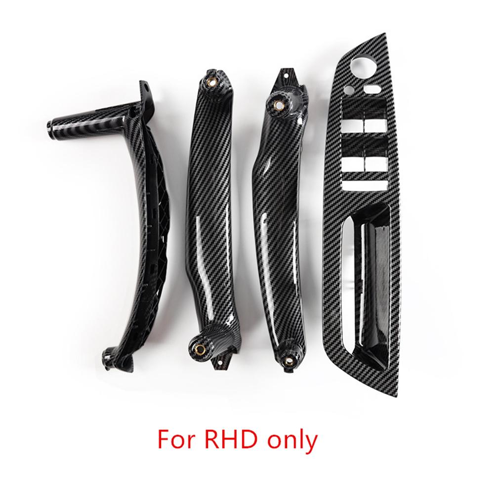4Pcs Carbon Fiber Look Inner Door Pull Handle Trim Kit For BMW X5 X6 E70 E71 E72