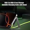 240 Вт Быстрая зарядка USB-C кабель со складной подставкой для телефона Двойная головка USB-A и USB-C Быстрое зарядное устройство Силиконовый Не запутывается Передача данных 480 Мбит/с Зарядка