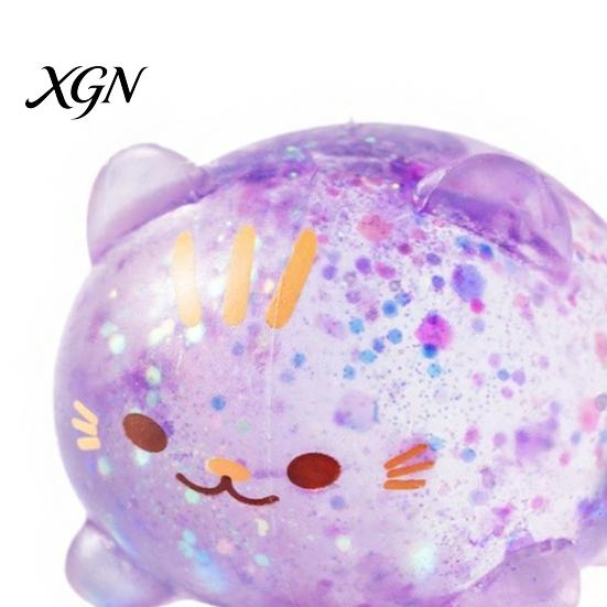 Stress Sugar Ball 1/2/3Pcs Mini Cat Squeeze Toy Relief Clear Glitter Kitten TPR Sensory Decompression Fidget Party Favors