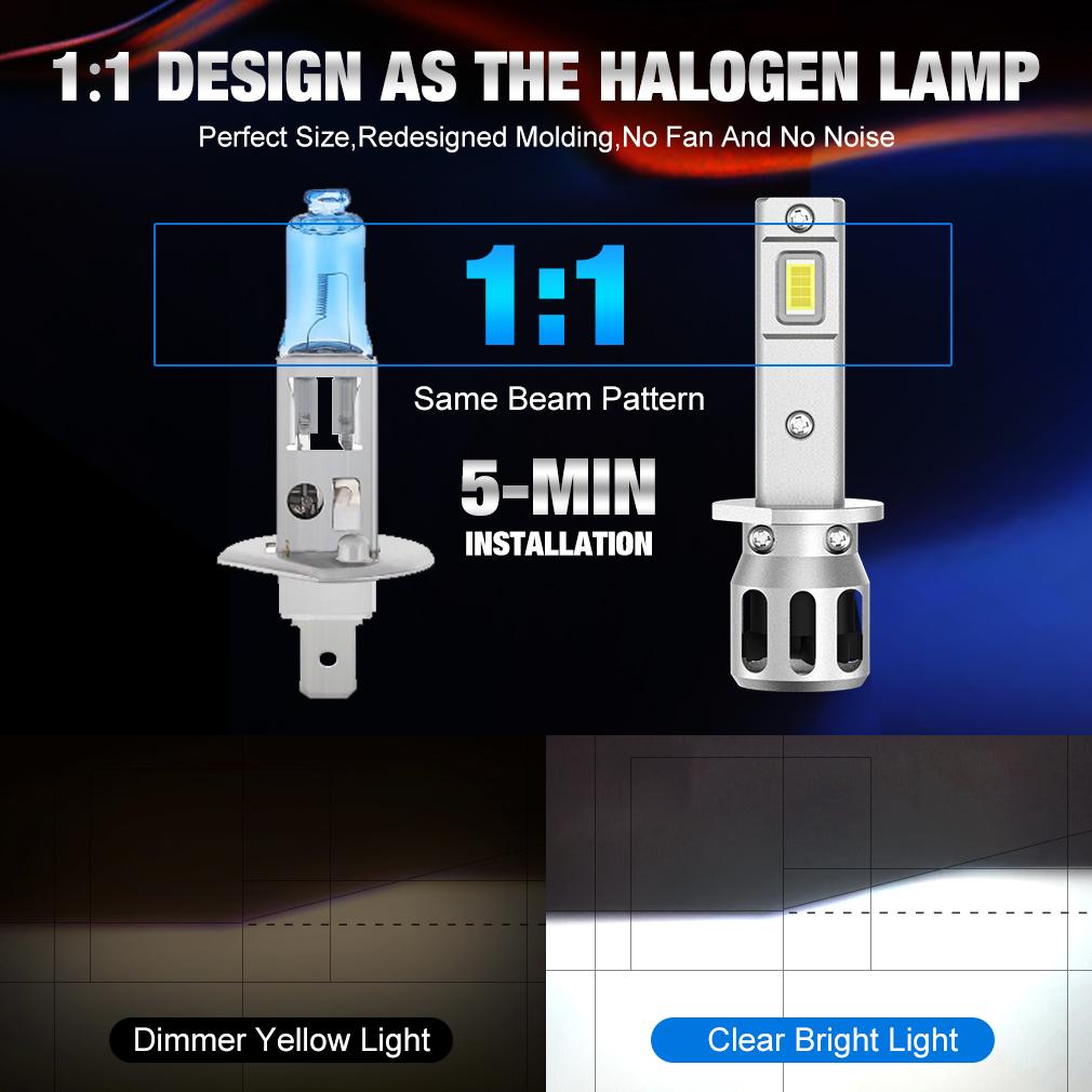 2 шт. H1 H3 Turbo светодиодные лампы для фар Canbus лампы мини 25000LM 6500K чипы CSP супер яркий дальний ближний свет для автомобилей противотуманные фары 12 В белый автомобиль