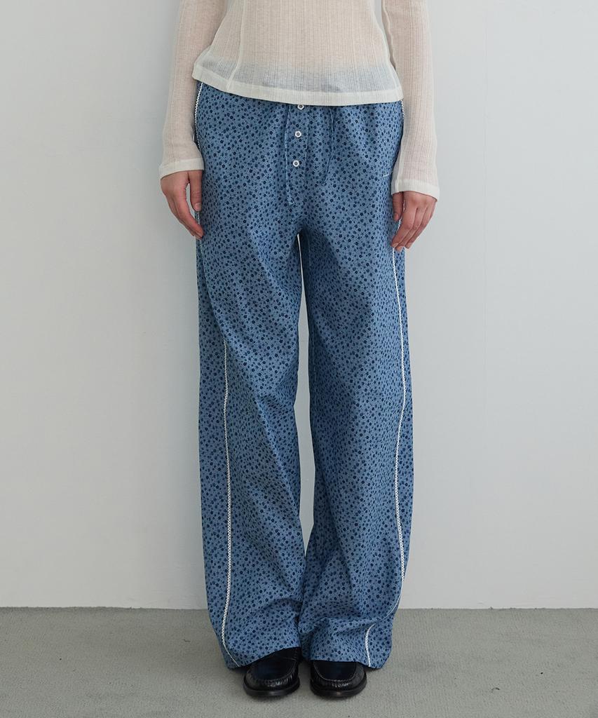 AVAM HOME Cotton Loose Long Pants Blue Flower