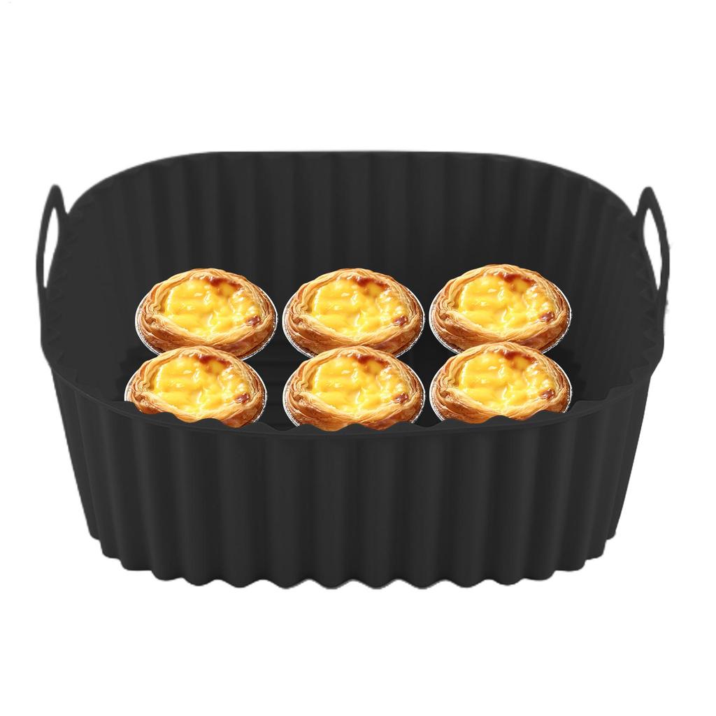 21x21cm Reusable Air Fryer Liners Silicone Square Air Fryer Oven Plate Non-stick Baking Tray for Pizza Fried Chicken Fries  Cake