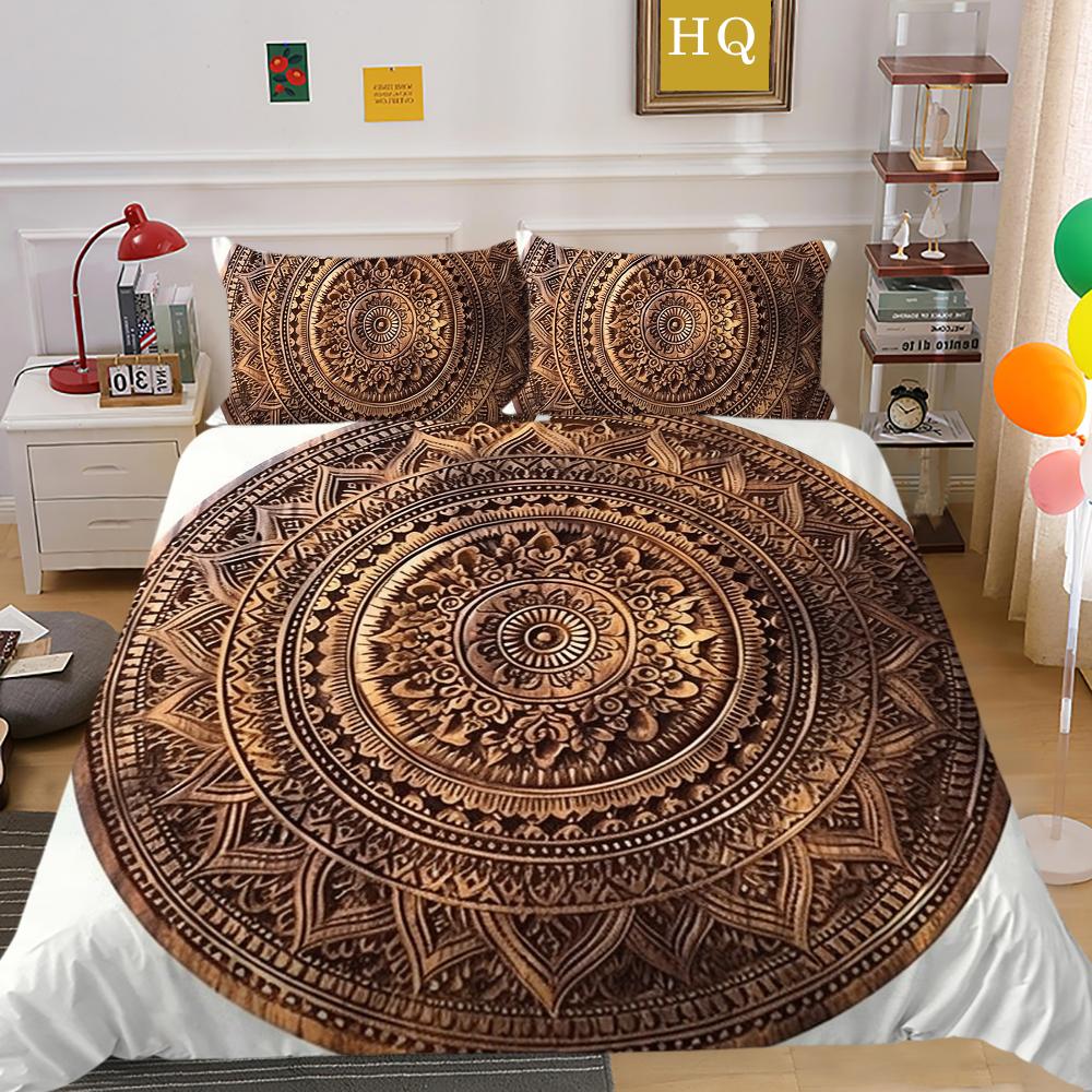 Mandala Printed Bedspreads Twin Size Microfiber Bedding Cover Cool Boy Fashion Duvet Cover Set Bedroom Decor