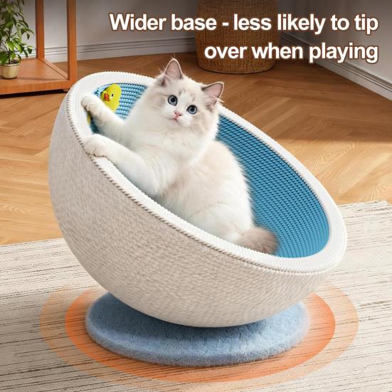 Modern Pet Bed for Home Cat Scratcher Bed, Half Ball with Hanging Ball, Woven Paper Rope Nest Tilted Lounge Indoor Cats Sleeping Scratching Climbling