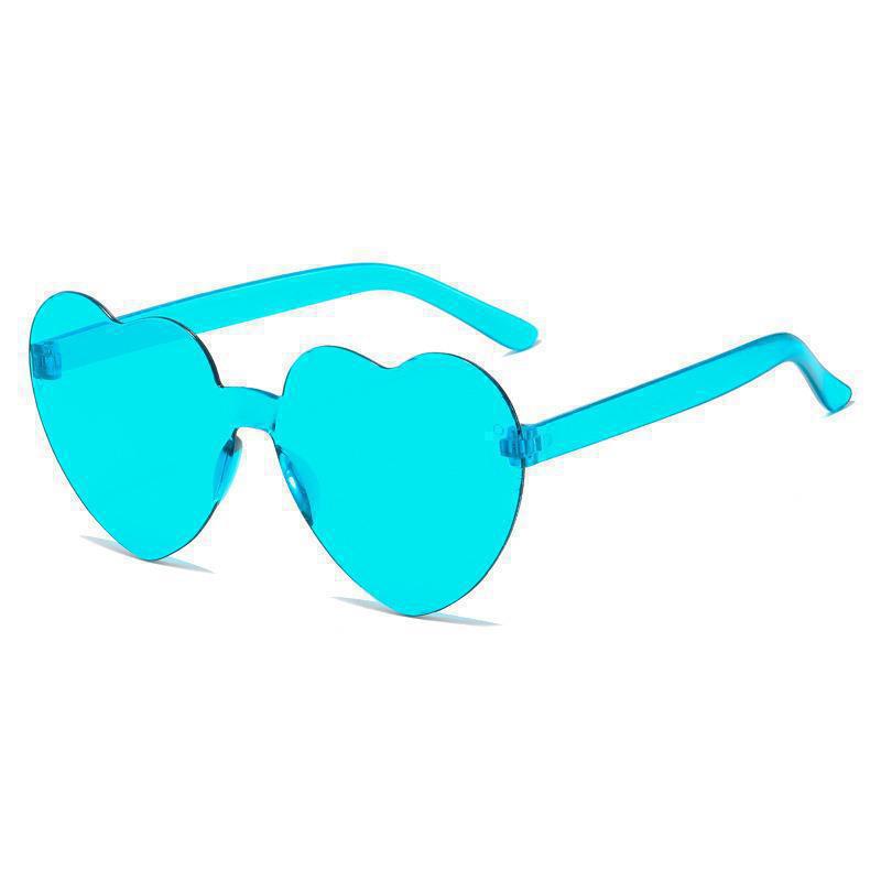 Transparent jelly color love glasses, men's and women's peach heart anti-ultraviolet sunglasses, European and American heart-shaped one-piece sun