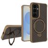 For Samsung Galaxy S26+ Phone Case with Magnetic Kickstand TPU + PC Carbon Fiber Back Cover