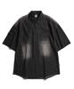 STENDS [M~4Xl] Fade Wash Denim Short Sleeve Shirt_Black