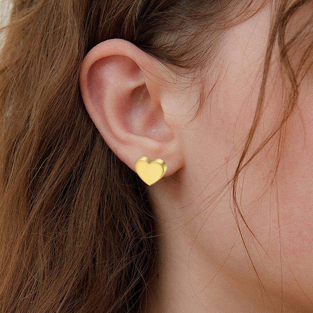 Dainty Heart Stud Earrings for Women Stainless Steel Gold Silver Minimalist Love Heart Earrings Simple Everyday Jewelry for Bi