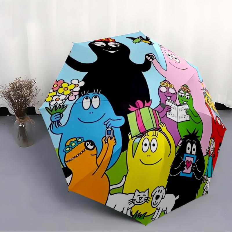 Barbapapa Fashionable Automatic Opening/Closing Folding Umbrella. Portable and Foldable, Ideal for Gift, Travel, and Daily Use.