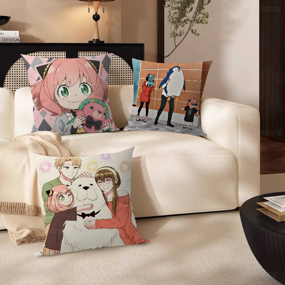 Anime Spy X Family Cushion Cover Polyester Sofa Cushions Decorative Throw Pillows Home Decoration Pillowcover