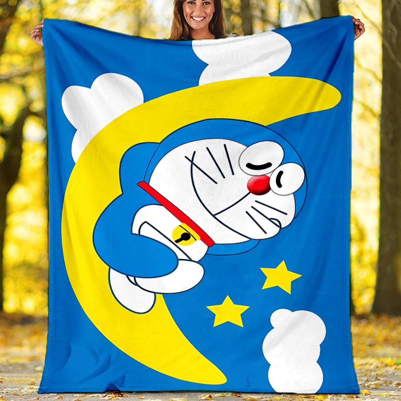 Doraemon printed throw blanket—soft,warm;versatile blanket for all seasons—perfect as &air-conditioning throw,nap blanket