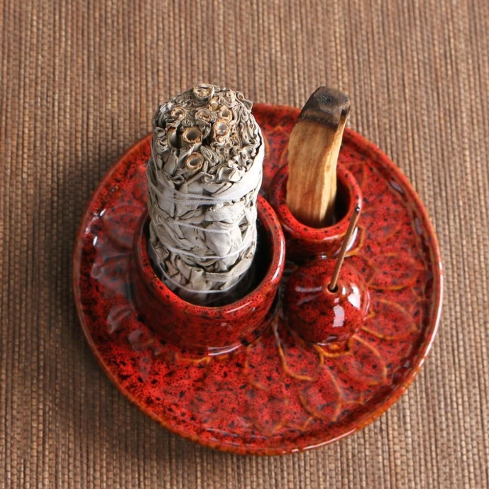 Simple Design Candle Holder Multifunctional Ceramic Incense Tray Incense Stick Holder Room Decor