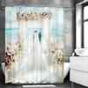 Приморская Свадьба Океан Цветок Занавеска для душа, Декоративная занавеска для душа для ванной комнаты, Водонепроницаемая занавеска для душа с крючками
