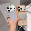 Оригинальный матовый однотонный магнитный противоударный чехол для iPhone 15 16 17 Pro Max Тканевая текстура Для беспроводной зарядки MagSafe Чехол
