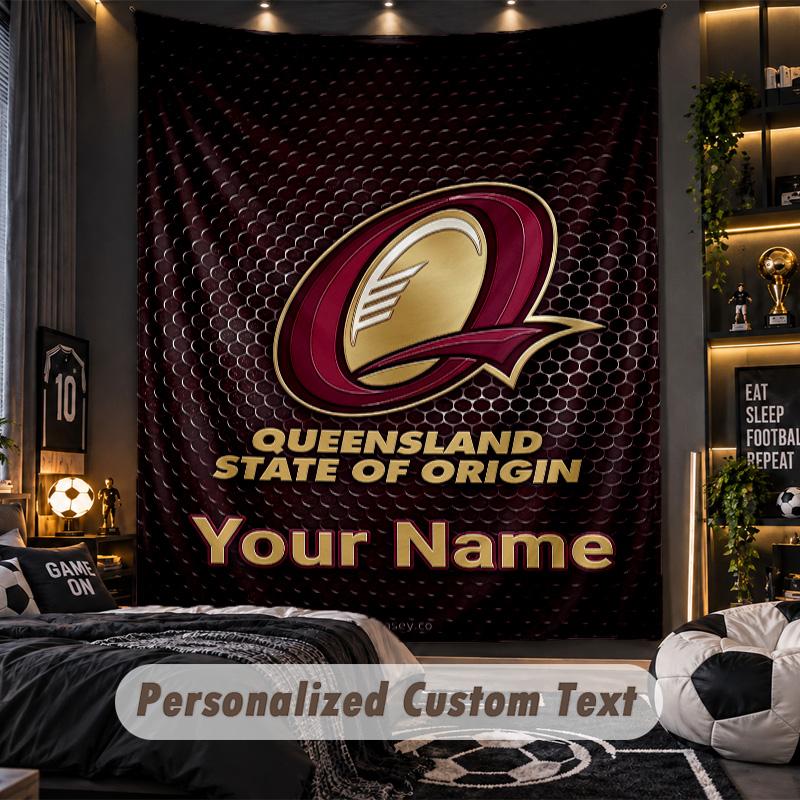TapestryQueensland Maroons Custom Name Text Personalized Wall Hanging Tapestry Home Wall Decor