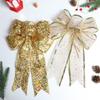 Xmas Party Decor Hanging Decorations Christmas Bows Glitter Ornaments Craft Gold Silver Bowknot