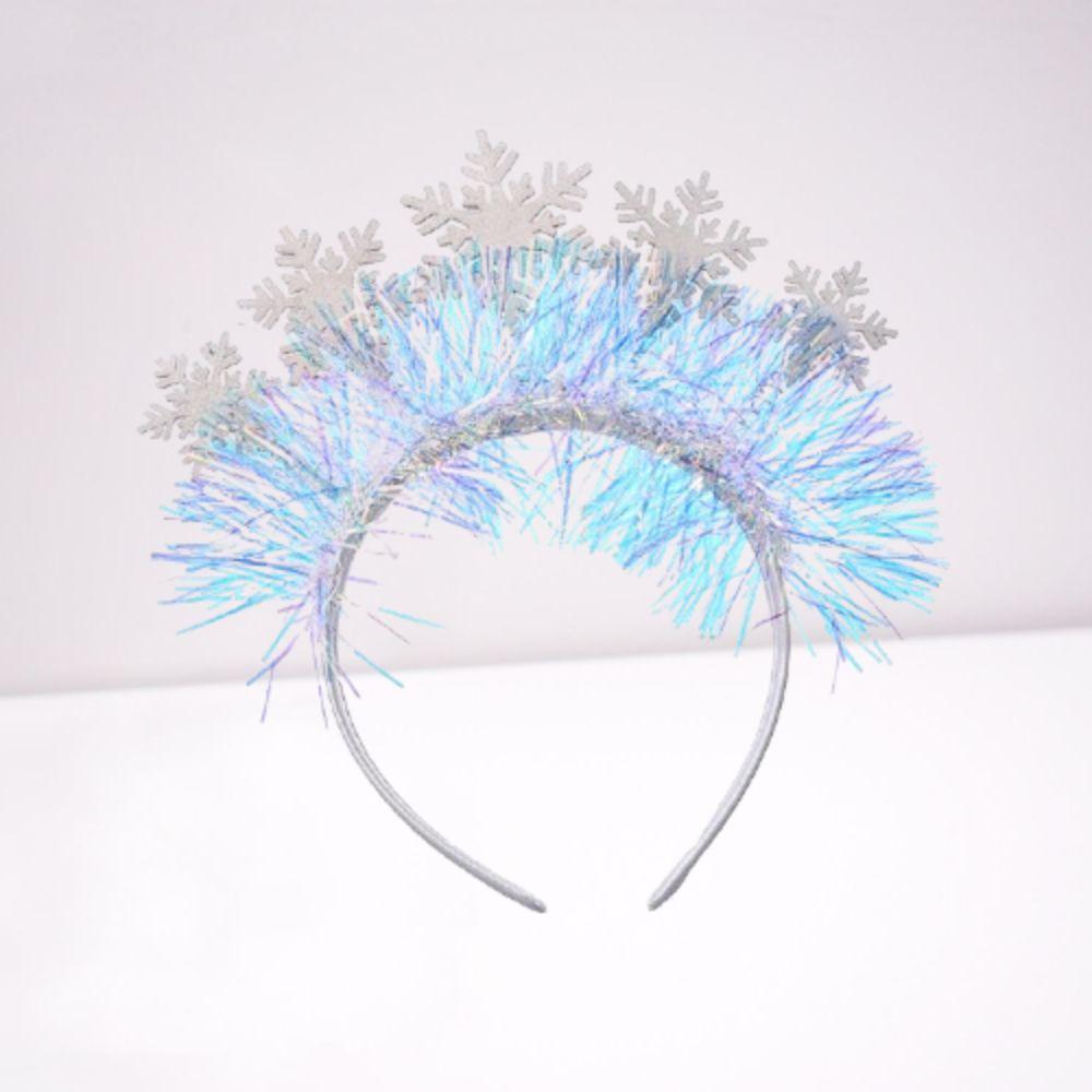 Sequin Christmas White Snowflake Headbands Plastic New Year Hair Hoop Christmas Festival Gifts