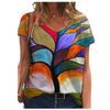 Летний топ с V-образным вырезом и 3D-цветным принтом, модные повседневные женские футболки с короткими рукавами