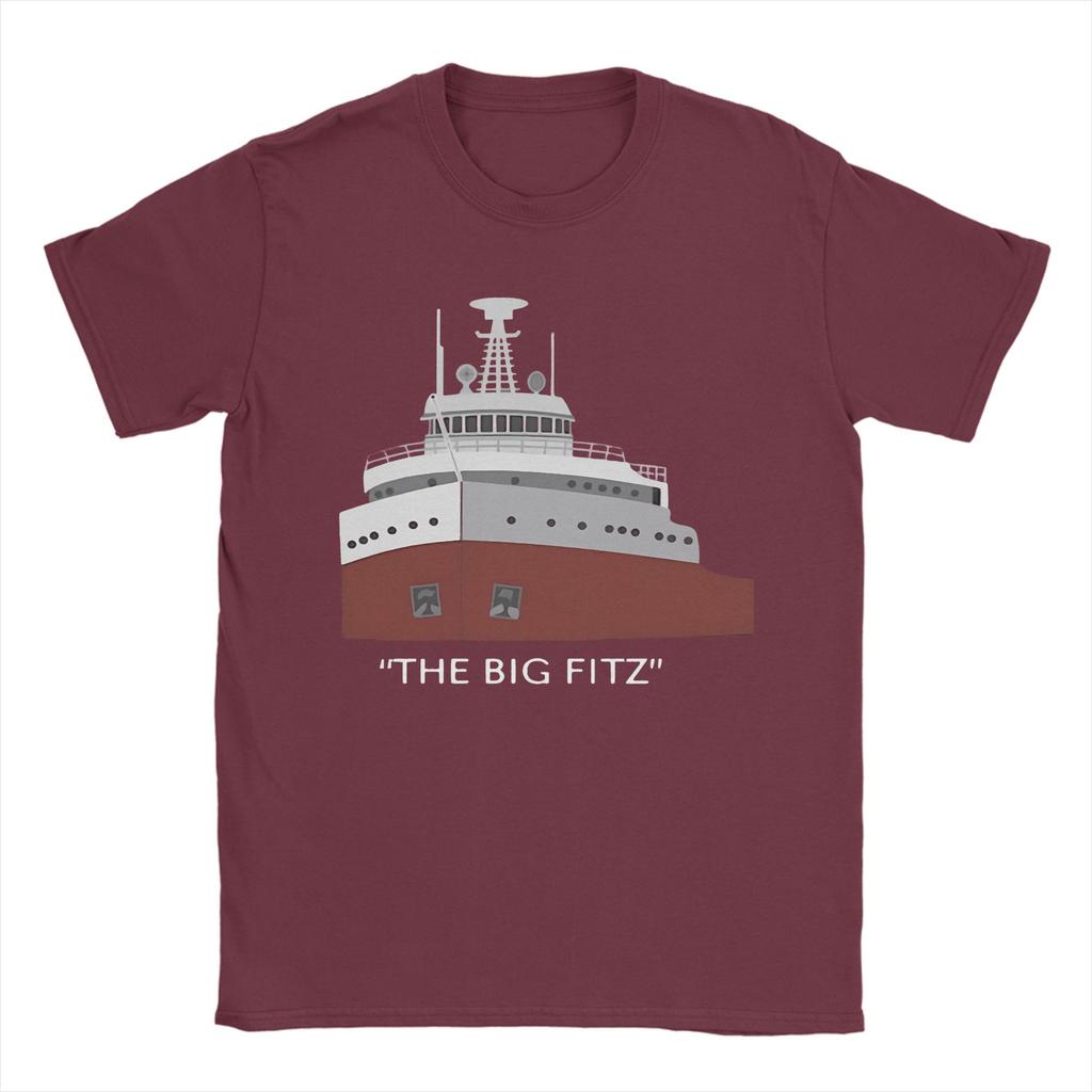 Men T-Shirt Edmund Fitzgerald Novelty Pure Cotton Tee Shirt Short Sleeve Great Ship T Shirts Round Neck Tops Adult
