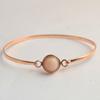 Pink Opal Gemstone 100% 925 Sterling Silver Women Jewelry Rose Gold Plated Bangle Bracelet