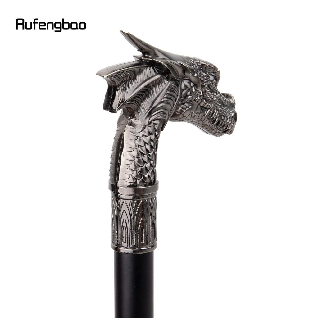 Silver Dragon Head Fashion Walking Stick Decorative Stick Cospaly Vintage Party Fashionable Walking Cane Crosier 93cm