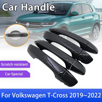 Накладка на дверную ручку из углеродного волокна, подходит для Volkswagen VW T Cross TCross C11 2022, прочные автомобильные аксессуары