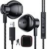 Наушники ASKUBSKU с функцией отключения звука для USB-порта, регулируемый черный стереомикрофон, USB, проводной, длина 2,5 м, функция,