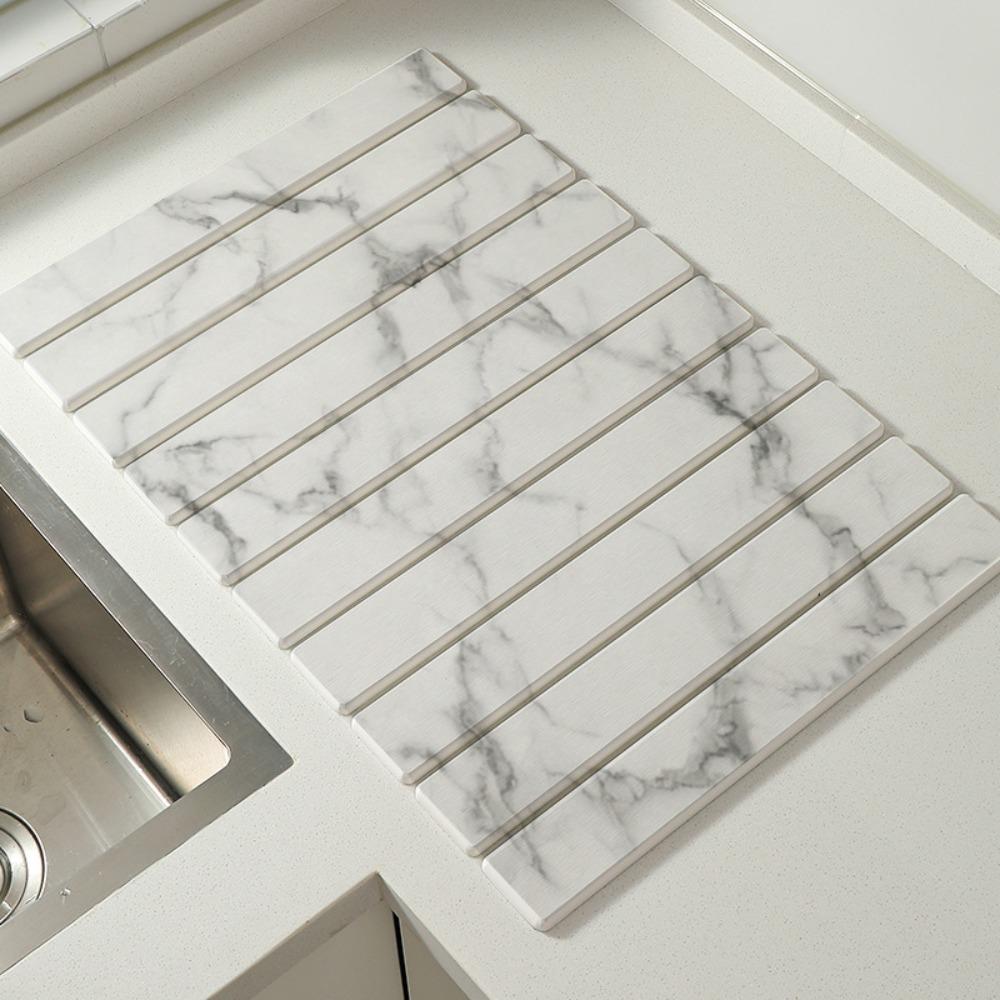 Foldable Dish Drainer Mat Absorbent Placemat Bathroom Rug Stone Dish Drying Mat Sink