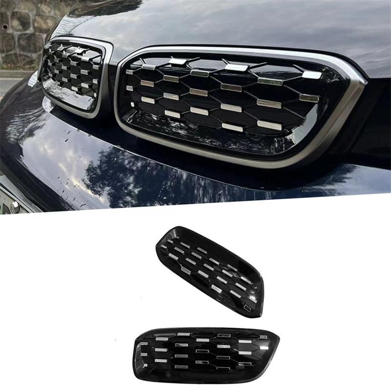 2PCS Car Front Bumper Grille Kidney Grill Mesh Cover For BMW i3 I01 LCI 2014- Silver