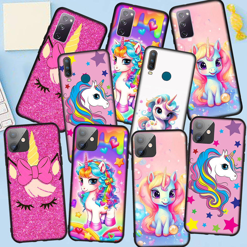 Чехол для телефона Samsung Galaxy S24 S23 iPhone 15 14 Xiaomi Redmi Note 13 12 11 8 10 9 Pro Max X XR OPPO A15 Huawei Lovely Unicorn Horse Cover