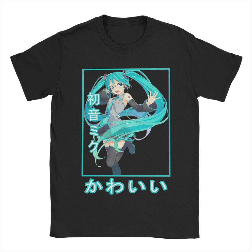 Аниме Футболки Хацунэ Мику Мужские Женские Vocaloid Винтажная Хлопковая Футболка С Круглым Вырезом С Коротким Рукавом Летняя Одежда