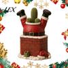 Resin Plant Container Santa Claus In Smokestack Flower Pot Ornament, Decorative Christmas Themed Yard Ornament Container, Small for Holiday